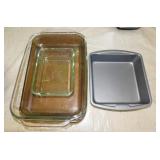 Bakeware: Nonstick 8" pan - 2 Pyrex glass 9x13