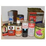 Vintage tins & cans of garage consumables &