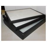 3 Riker showcase display boxes w/ glass tops, 16"