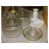 Two glass cheese dome trays & more