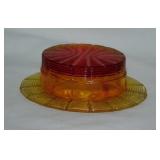 Amberina Cadmium glass novelty straw hat,