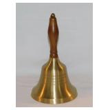 Nice brass school bell w/ walnut handle, 8" tall