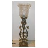 Art Deco style metal & crackle glass torchiere