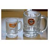 2 glass A&W Root Beer mugs, tallest is 4.5"