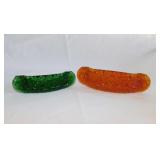 2 LG Wright Daisy & Button glass canoes,