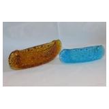 2 LG Wright Daisy & Button glass canoes,