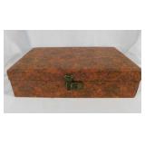Vintage jewelry box & contents, 14" x 9" x 4"