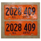 2 pair 1952 & 1959 embossed metal Illinois