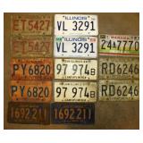 6 pair embossed metal Illinois license plates: