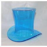 Capri blue paneled glass top hat, 5" tall