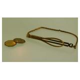 10K yellow gold: Tie bar w/ chain - Masonic cuff