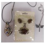 New genuine fossil stone cabachon pendant &