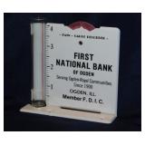 Vintage Ogden Illinois metal & glass rain gauge