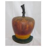 Vintage cast iron apple doorstop, 12" tall
