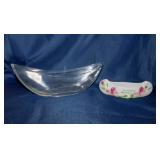 Large glass banana split boat canoe w/ polished