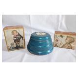 3 vintage music boxes: 2 Hummel & powder box