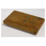 Mid Century brass inlaid wooden cigarette box -