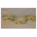 3 Hall Jewel Tea Autumn Leaf casseroles, no lids