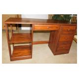 Wooden 4 drawer office desk w/ display shelves,