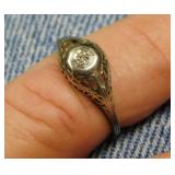18K white gold filigree diamond solitaire ring,