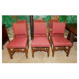 6 carved walnut upholstered dining chairs