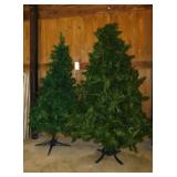 2 artificial Christmas trees, 6.5" tall,