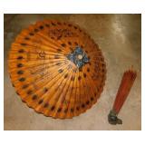 2 vintage Asian paper parasols, 29" long