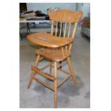 Carved oak highchair w/ tray