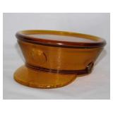 Amber glass military cap hat dresser box