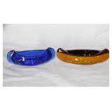 2 souvenir canoes: Ceramic Hodgenville Kentucky,