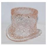 Pink & milk glass Daisy & Button top hats,