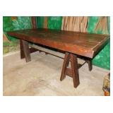 Heavy oak farmhouse table w/ saw horse style