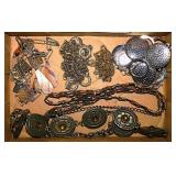Vintage ladies metal belts