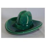 2 vintage ceramic hats: Emerald Cowboy, 5.5" brim
