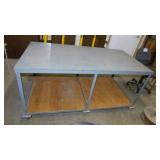 Portable steel & plywood work shop table on