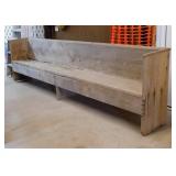 Antique wooden church pew bench, 114" wide,