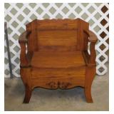 Antique oak storage bench seat,