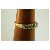 10K yellow gold 5 diamond Anniversary band ring,