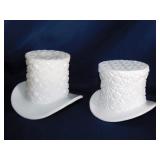 2 milk glass Daisy & Button top hats,
