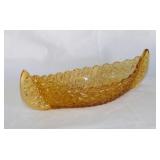 LG Wright amber Daisy & Button glass canoe,