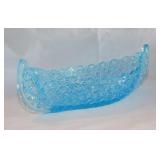 LG Wright Daisy & Button Capri Blue glass canoe,