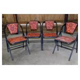 Set of 4 Mid Century metal red & black floral