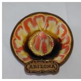 2 souvenir sombrero cowboy hat ashtrays, 5" brims