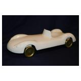 Rare heavy enameled race car model, 12" long -