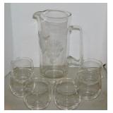 Mid Century barware beverage set: Blown glass