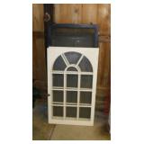 Vintage window panes w/ frame & screen, largest