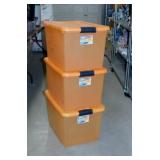 3 Sterilite 64 qt. storage totes w/ lids