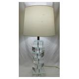 Mid Century stacked acrylic block table lamp with