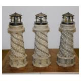 3 solar yard art lighthouse statues, 18" tall