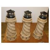 3 solar yard art lighthouse statues, 18" tall